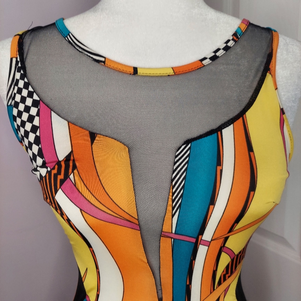 Floor length groovy mesh cut out sexy sun dress